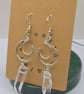 Handmade Crescent Moon Wire Earrings with Polished Clear Quartz Crystal Points