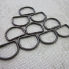 10 Small Bronze Tone D Rings