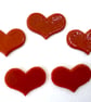 Pack of 5 red hearts 24mm made with Bullseye 90coe glass