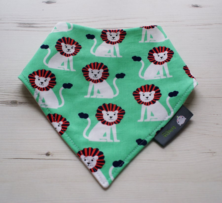 Bandana Dribble Bib Handmade MIllers Sprout Mini Lions Fabric NEW BABY GIFT IDEA