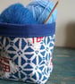 Hand-printed Good Fortune Fabric Storage Basket, Craft Supplies Organiser - Image 1