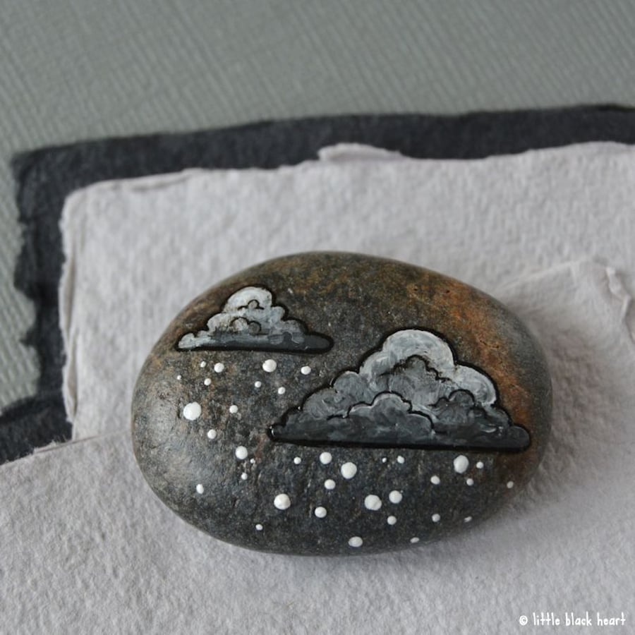 snow cloud 3 - painted pebble