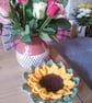 Set of 4 Crochet Sunflower Coasters and Basket  - Image 8