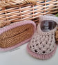 Designer Baby Girl's  Lacey Fawn Flower Hand Knitted Shoes  3-6 months size - Image 3