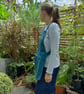 Harvesting Pouch Apron with Cross Back Straps for Gardeners. Teal Canvas - Image 6
