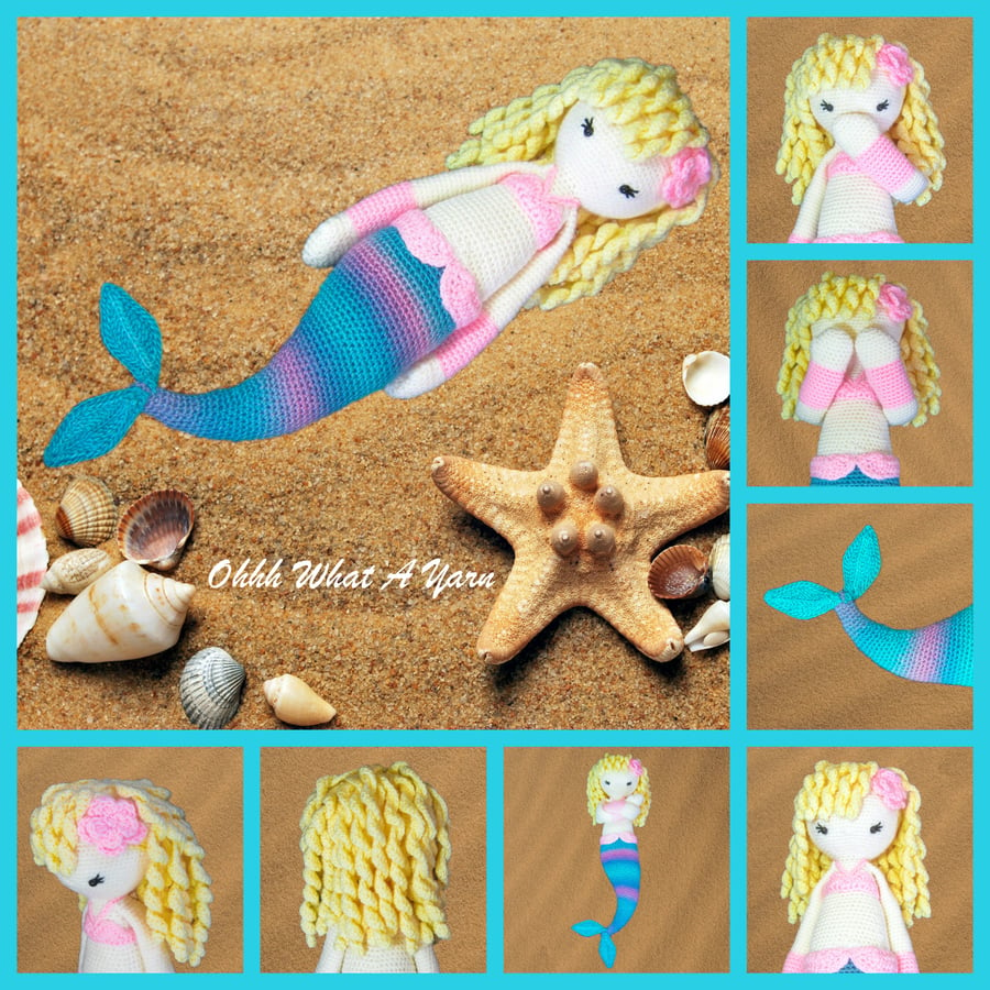 Marissa the mermaid crochet doll, Lalylala doll,  CE tested.