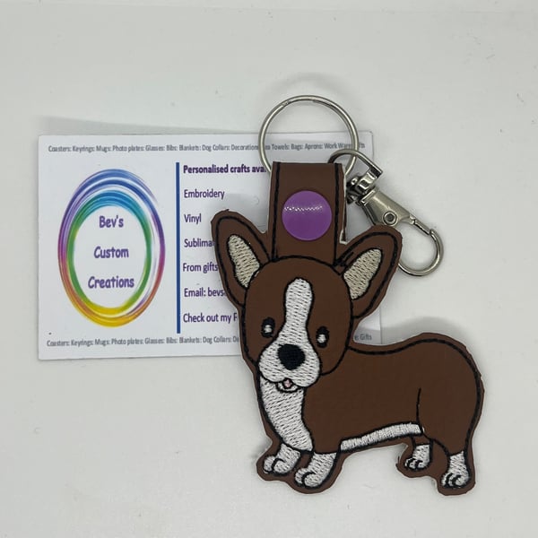 Embroidered Corgi Keyring