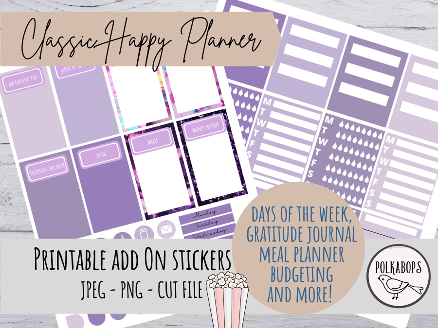 ADD ON Classic Happy Planner Vertical Planner Stickers Printable