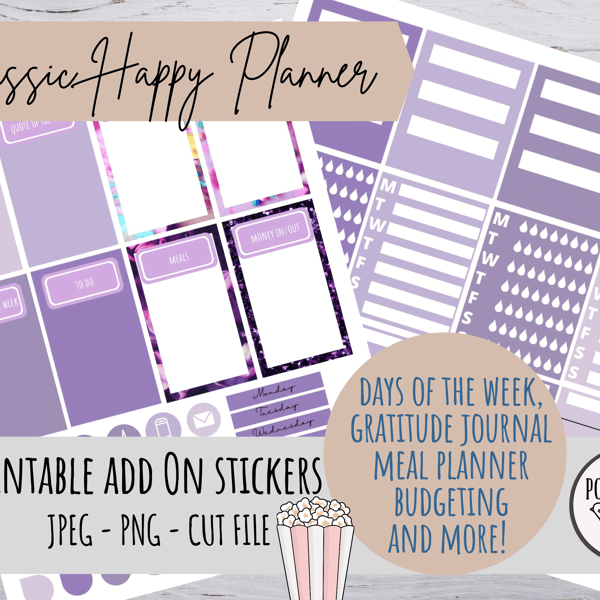 ADD ON Classic Happy Planner Vertical Planner Stickers Printable