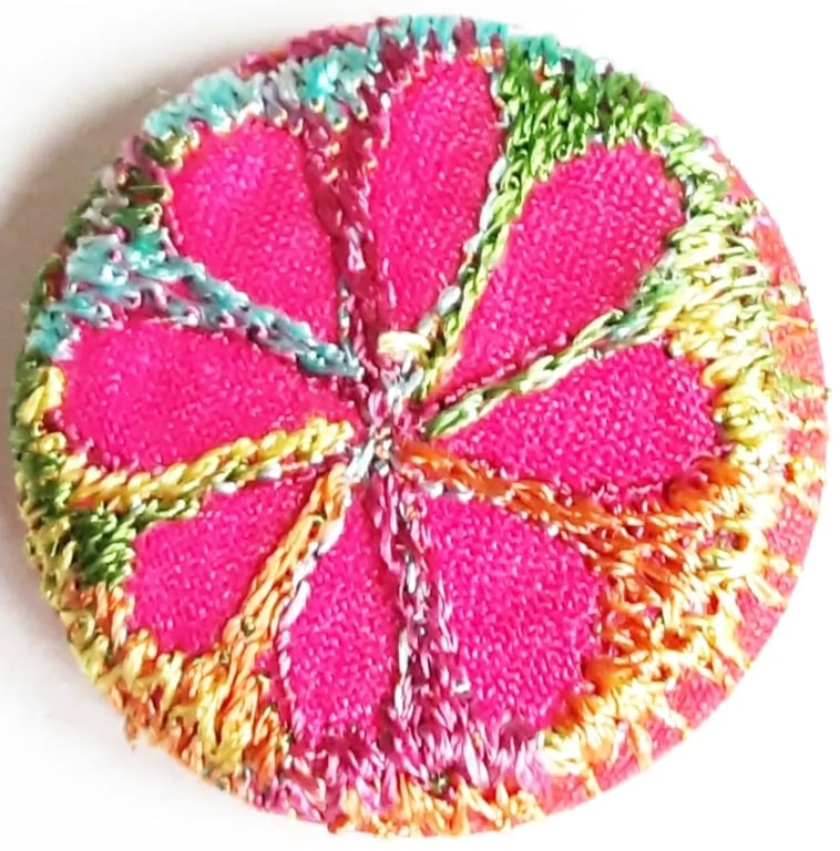 Buttons 1 inch button Hand Dyed Silks and Cottons Free Machine Embroidery Button