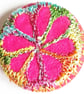 Buttons 1 inch button Hand Dyed Silks and Cottons Free Machine Embroidery Button - Image 1