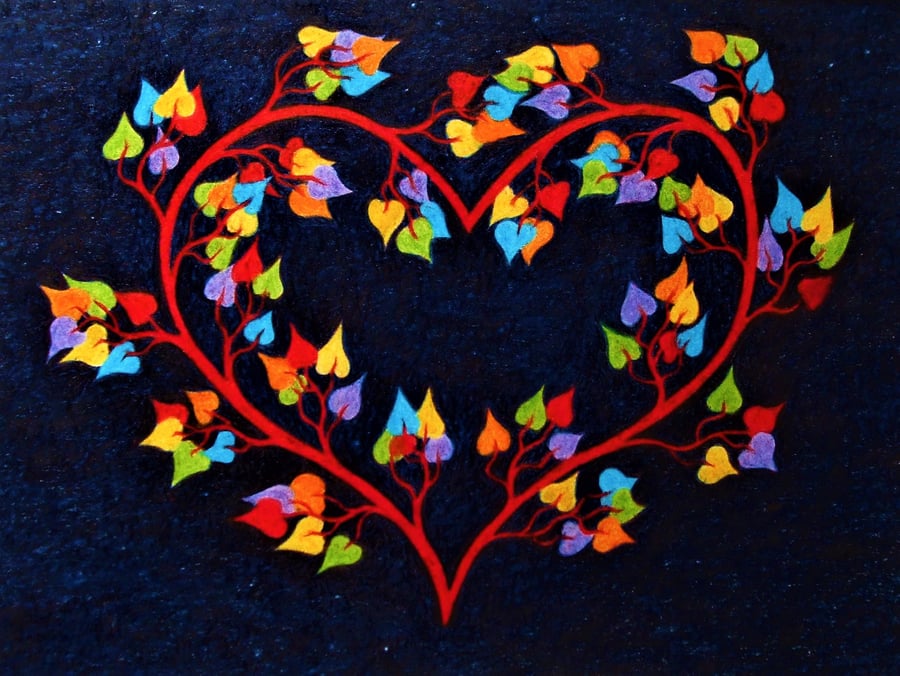 Valentines LGBTQ Card, Heart Card, Spiritual Card, Rainbow Tree Heart Card