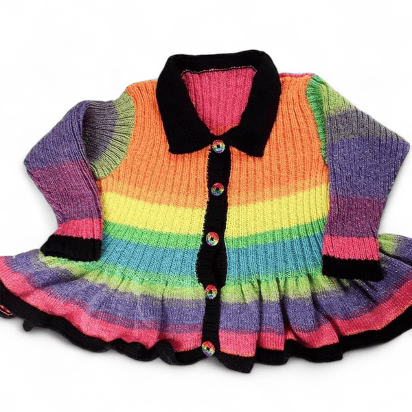 Colourful sparkly rainbow girls peplum cardigan 30 inch chest