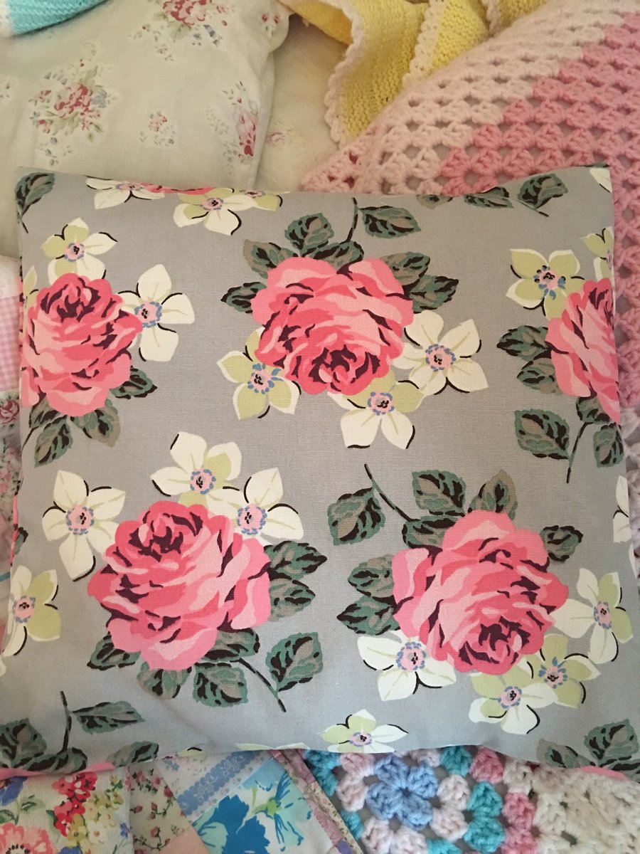 Cushion cover in Cath Kidston Richmond Rose  cotton duck fabric