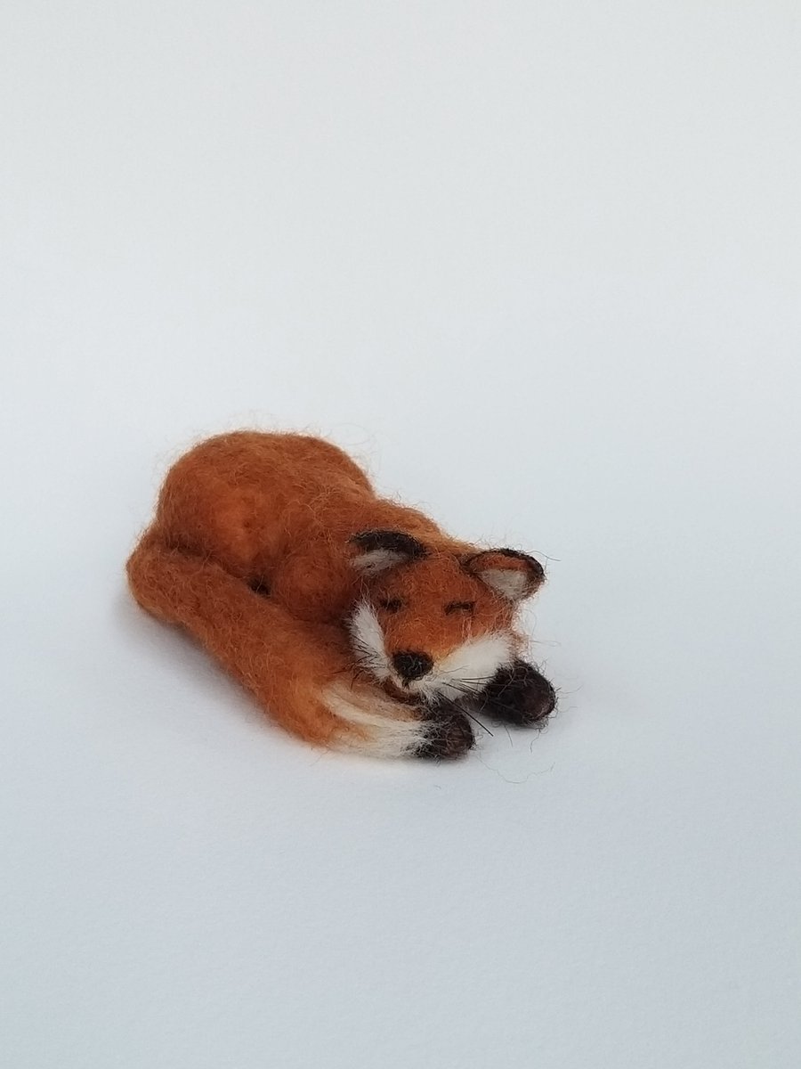 Needle-felted fox, sleeping fox