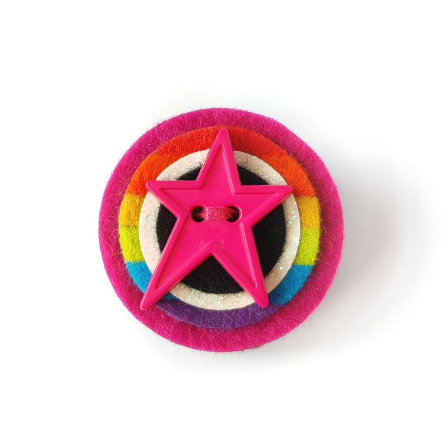 Rainbow Brooch with Star Button