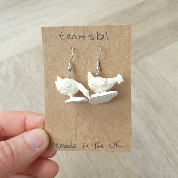 Eating Chicken and Duck Earrings - Upcycled Vintage Toys