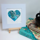 Personalised Blue Heart Map custom made heart shaped painting of special places