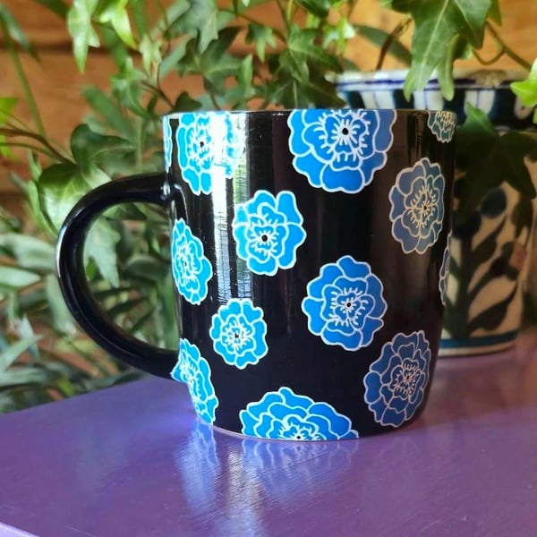 Hand painted floral mug