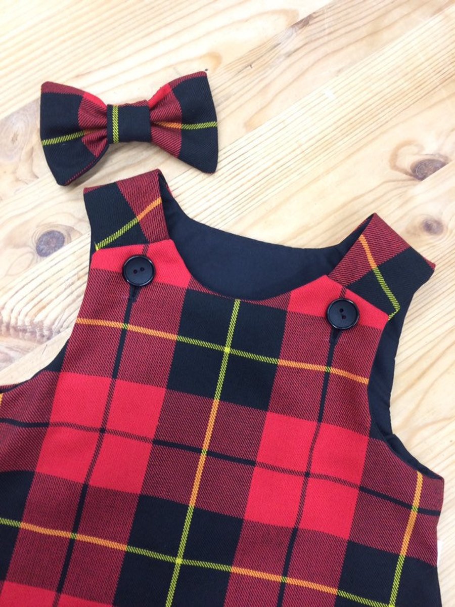 Wallace Tartan Pinafore Dress and Hair Bow