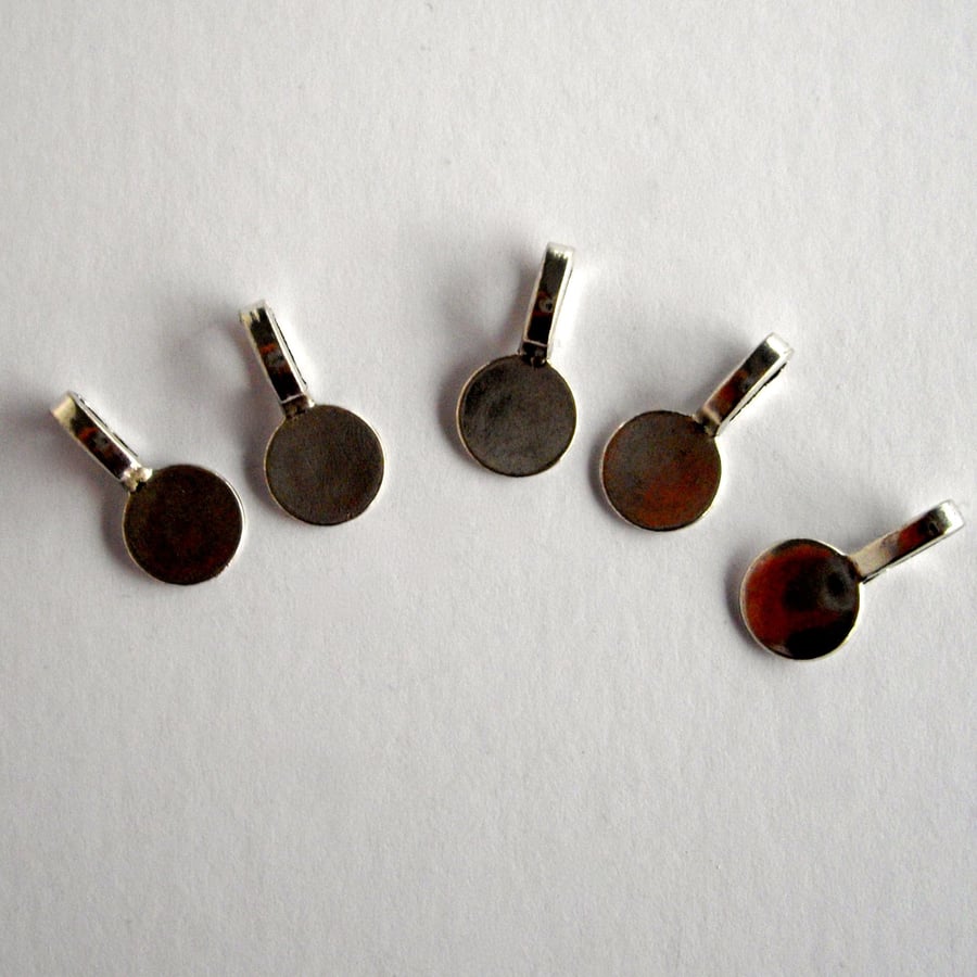 5 x Tibetan Silver Round Glue on Bails for Pendant and Cabochon Jewellery