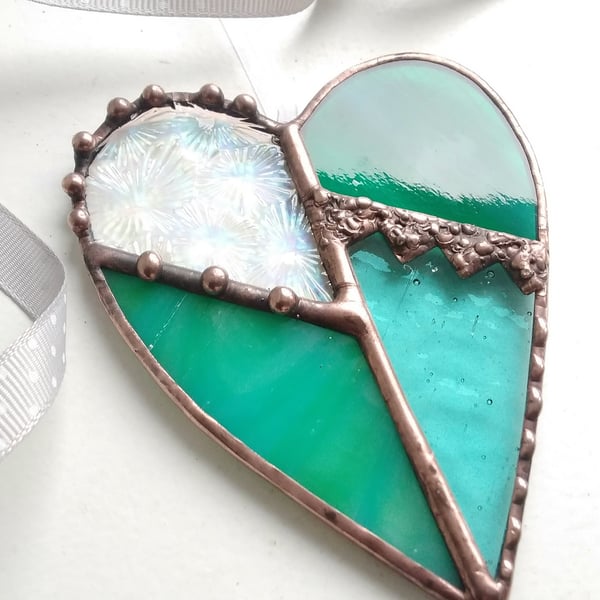 Stained Glass Heart - Teal