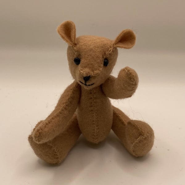 Tiny 4inch hand sewn felt teddy bear