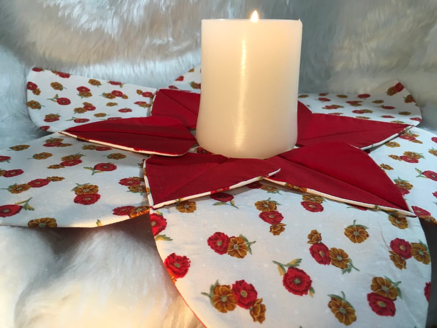 SAVE 3.00.  Pretty Fabric Table Centre for Christmas Candle or Floral display