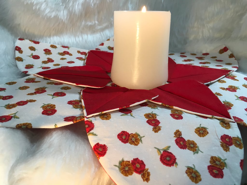 SAVE 3.00.  Pretty Fabric Table Centre for Christmas Candle or Floral display