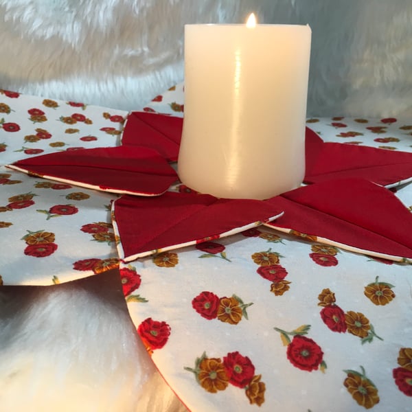 SAVE 3.00.  Pretty Fabric Table Centre for Christmas Candle or Floral display