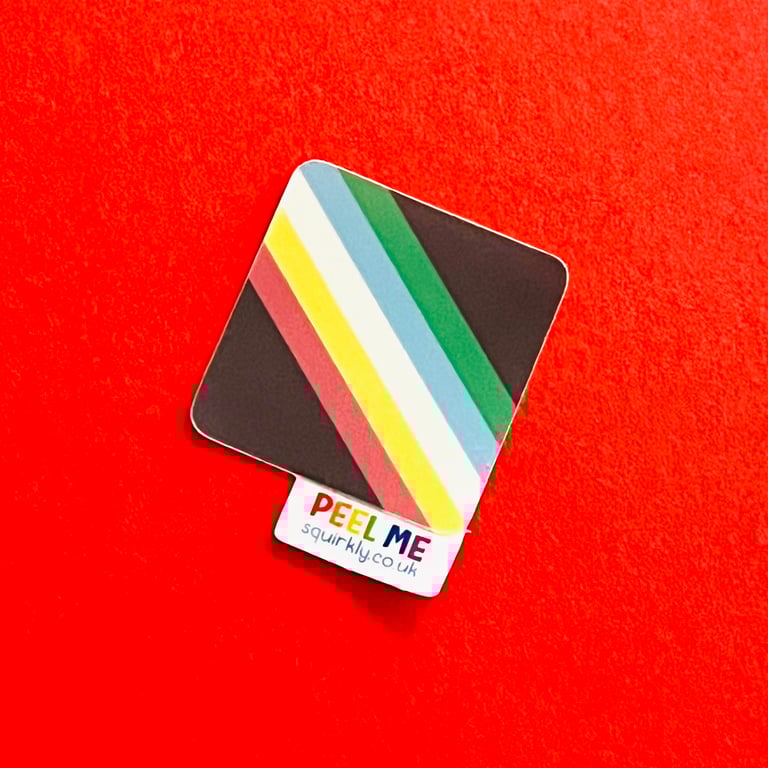 Disability pride flag sticker. Disability awareness and inclusion.