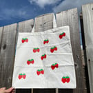 Strawberry Print Canvas Tote Bag