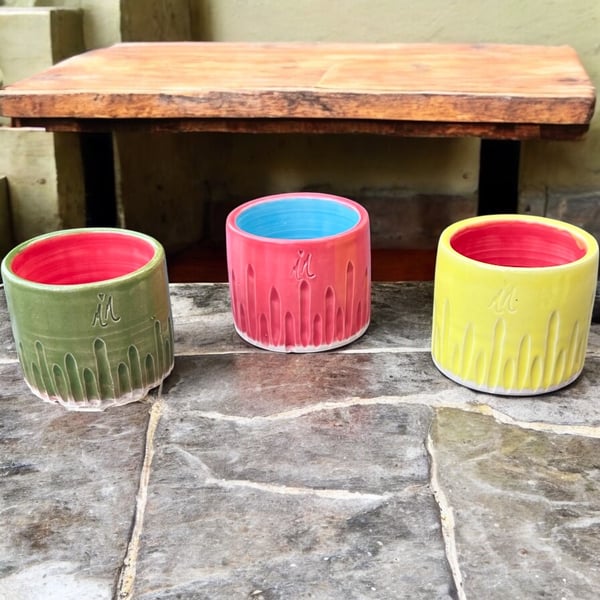 Hand-Thrown Set of 3 Espresso Cups