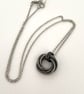 Antique Black Iron Hammered Six Ring Pendant Necklace for 6th Anniversary Gift. - Image 3