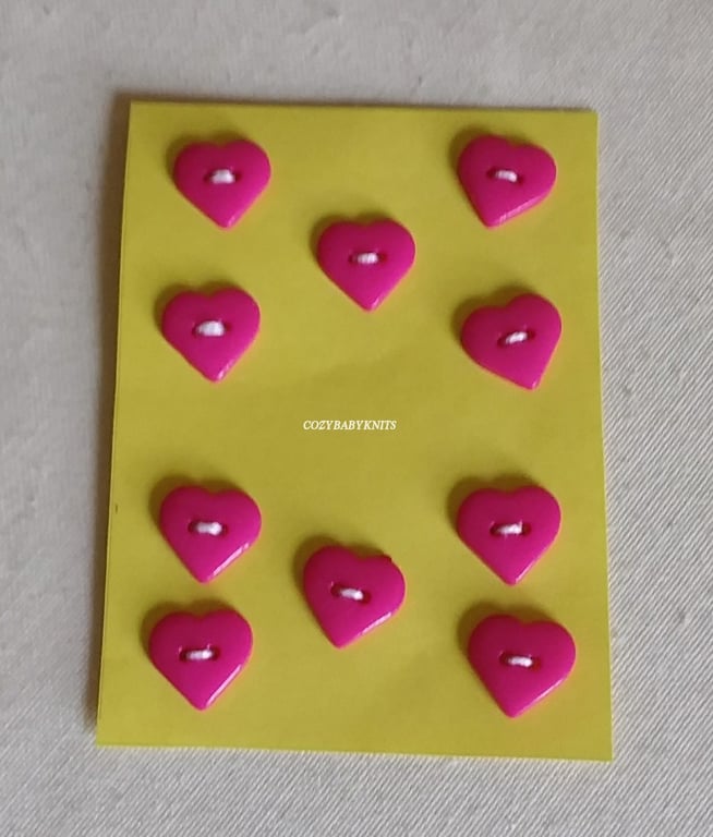 Cerise pink heart buttons