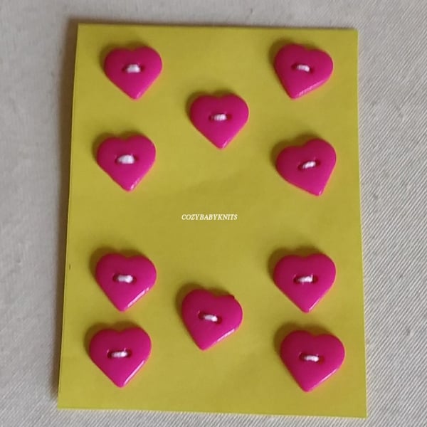 Cerise pink heart buttons