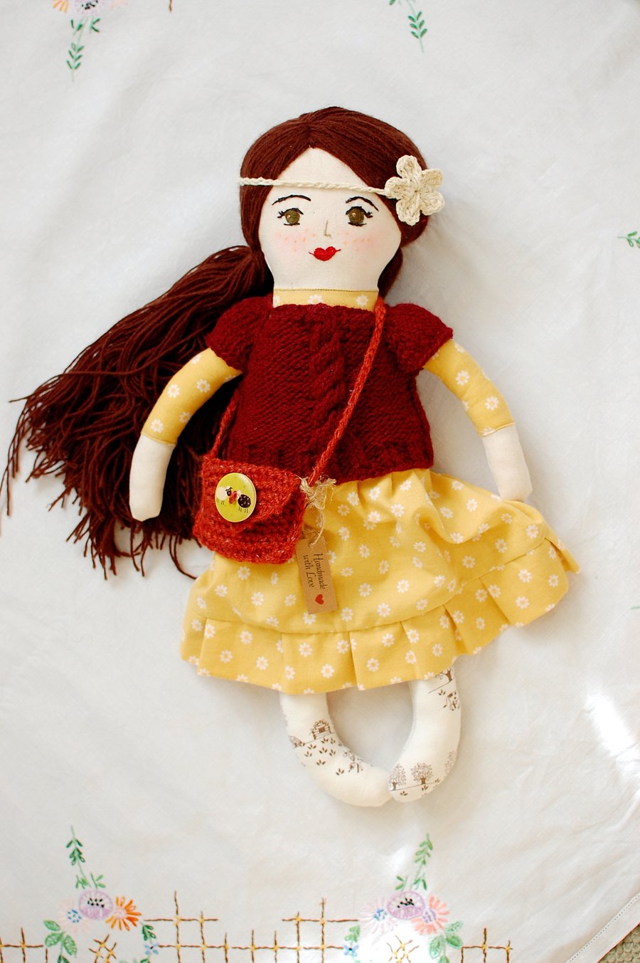 Handmade heirloom doll, Cloth doll, Rag doll, Soft doll ,Nursery Decor, Birthday