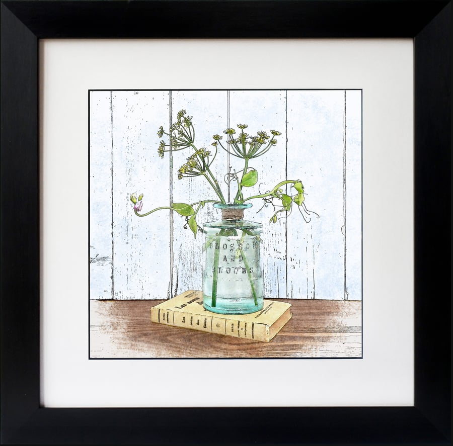 Fennel & Sweet Peas Art Print: Botanical Still Life