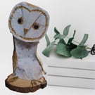 Paper mache whimsical owl sculpture 