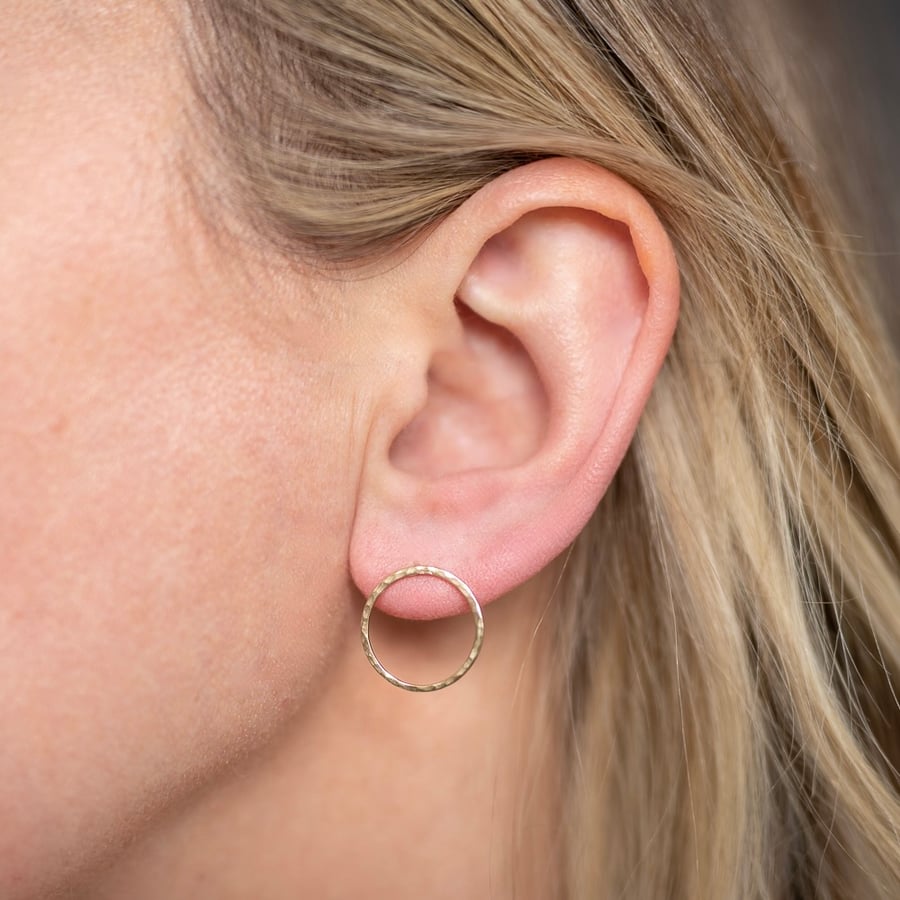 Large gold circle studs 