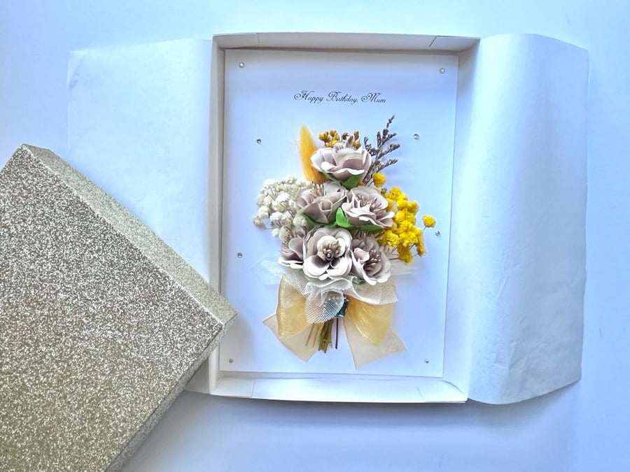 Luxury Handmade Personalised Dried Flower Birthday Card  C644