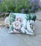 Vintage Sanderson floral coin purse zip pouch reclaimed fabric