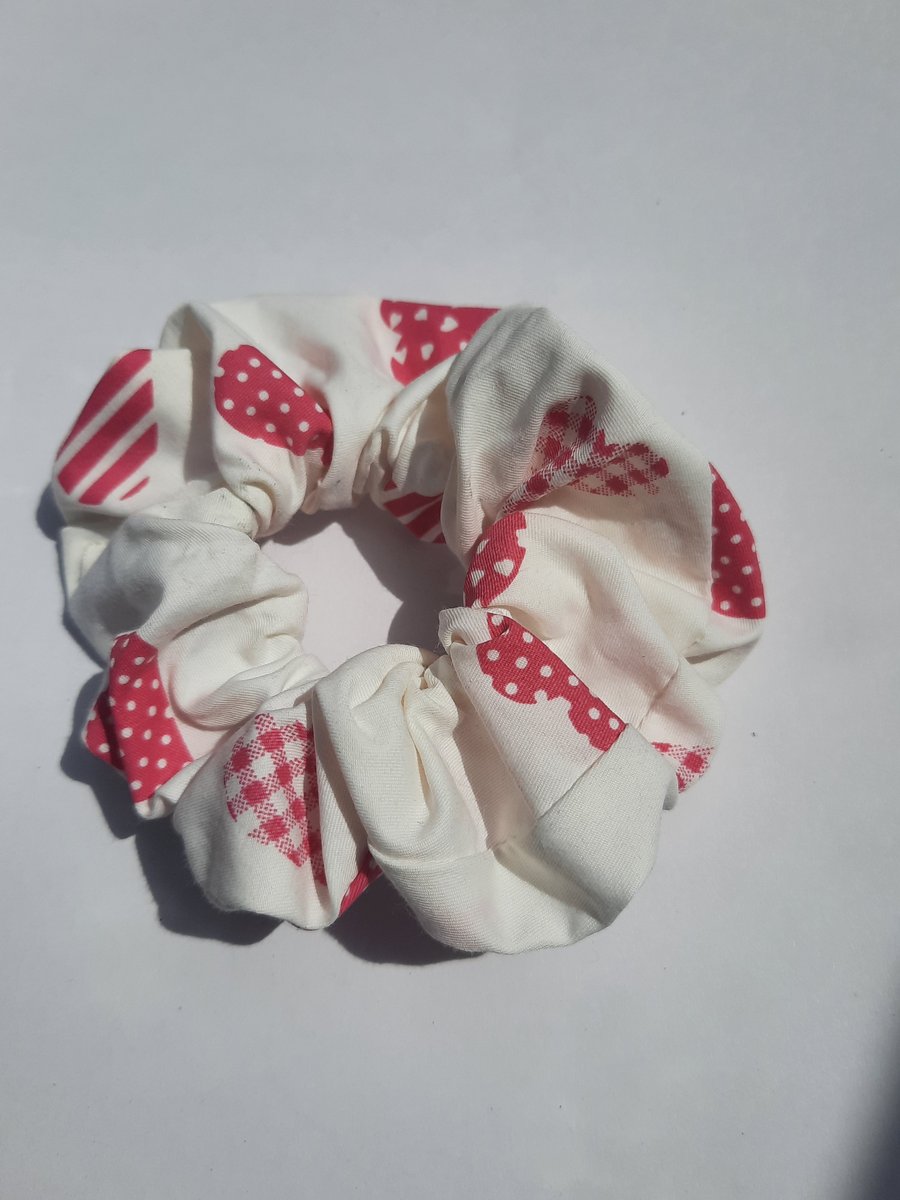 Fabric Scrunchie With Red and White Paterns