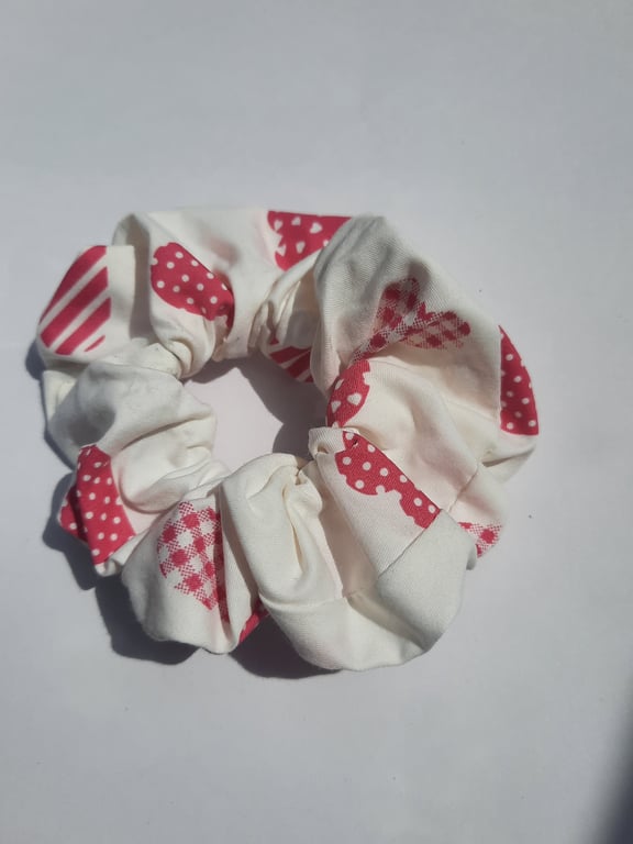 Fabric Scrunchie With Red and White Paterns