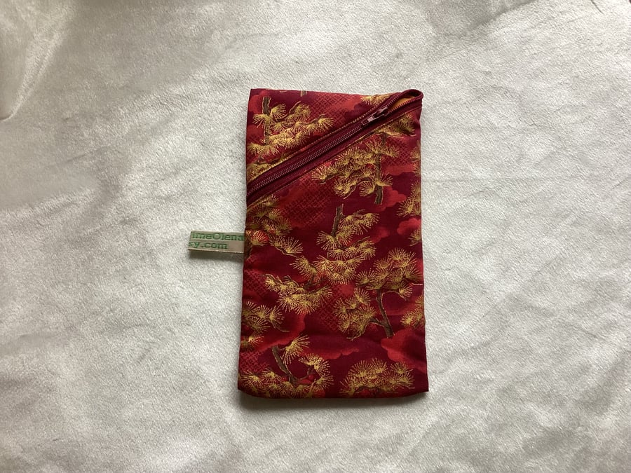 Pouch, red and gold, glasses pouch