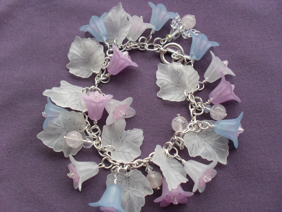 Lilac and Blue Charm Style Bracelet
