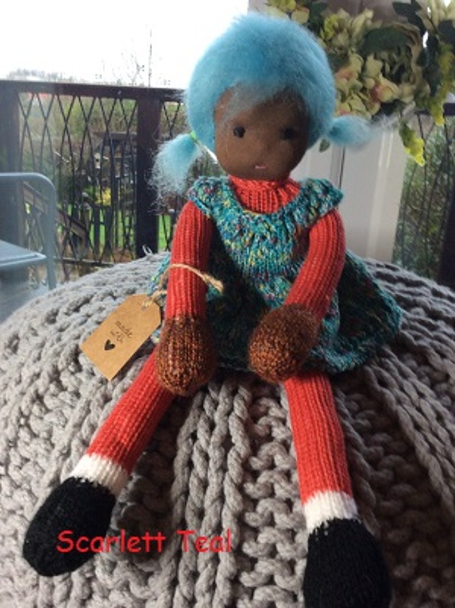 knitted doll - Scarlett Teal