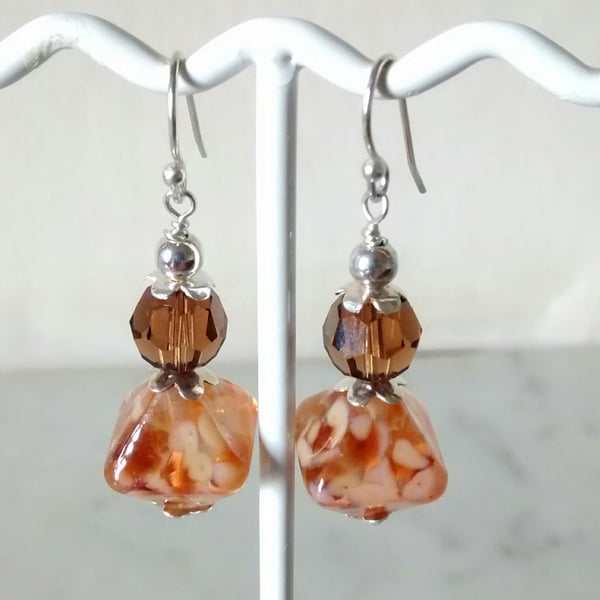 LAMPWORK AND SWAROVSKI EARRINGS - FREE UK SHIPPING