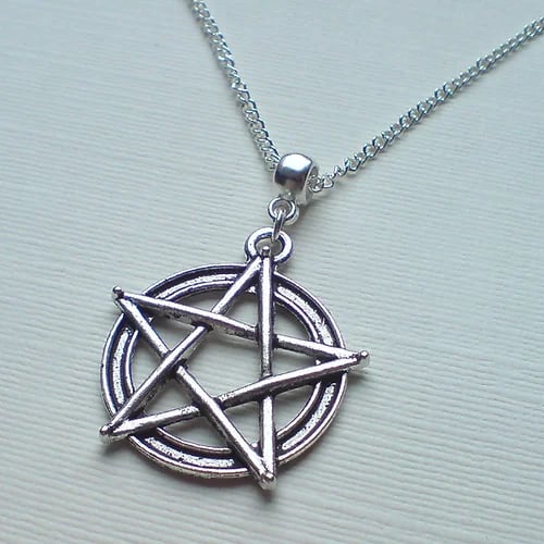 Pentagram Pentacle Necklace Wicca Pagan Silver Plate 