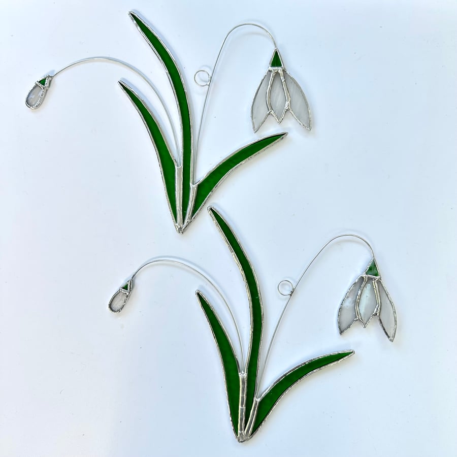 Stained Glass Snowdrop Suncatcher to order - Handmade Hanging Decoration